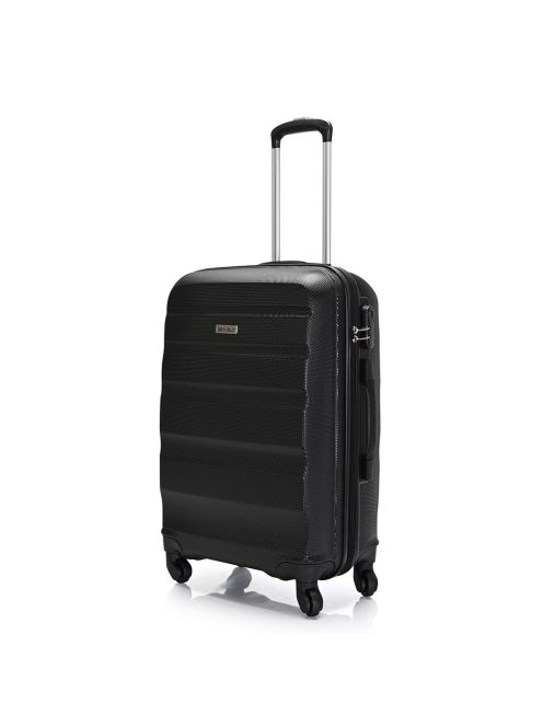 Bontour Horizontal közepes bőrönd fekete 4 kerekű