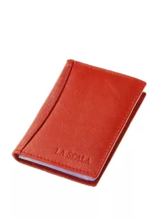 La Scala AD30808 piros bőr női kártyatartó