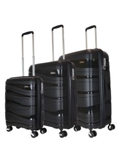 Bontour Flow fekete 4 kerekű 3 részes bőrönd szett