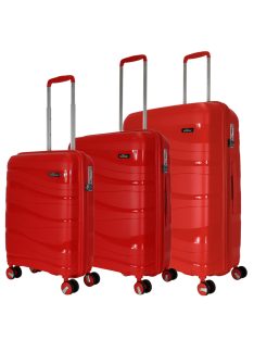 Bontour Flow piros 4 kerekű 3 részes bőrönd szett