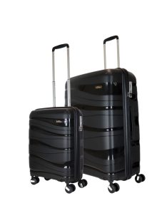   Bontour Flow fekete 4 kerekű kabinbőrönd és nagy bőrönd