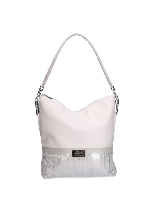 Karen Bona fehér-ezüst rostbőr női válltáska