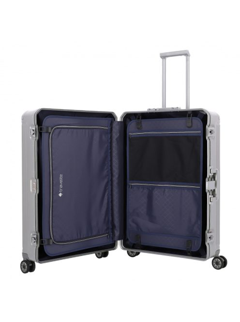 Travelite Next L ezüst nagy méretű prémium alumínium bőrönd