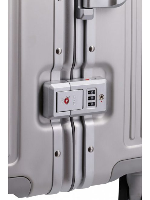 Travelite Next L ezüst nagy méretű prémium alumínium bőrönd