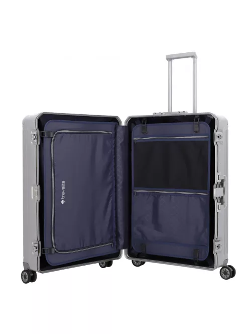 Travelite Next L ezüst nagy méretű prémium alumínium bőrönd