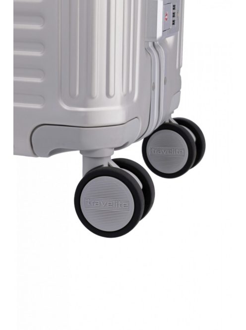 Travelite Next L ezüst nagy méretű prémium alumínium bőrönd