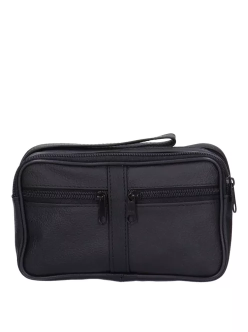 Autóstáska férfi 0089-0009 Fekete bőr dupla kicsi