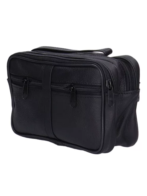 Autóstáska férfi 0089-0009 Fekete bőr dupla kicsi