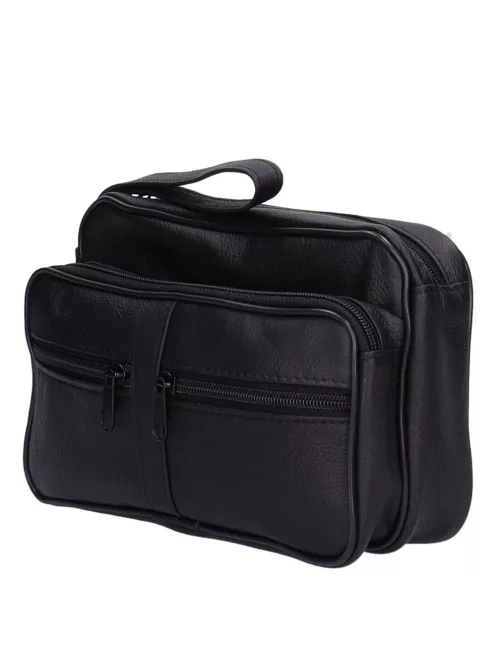 Autóstáska Elöl zsebes nagy autós férfi  Fekete bőr nagy