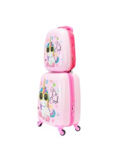 Bontour gurulós gyerek bőrönd szett rózsaszín unikornis