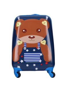 XTD Kids kék macis 4 kerekű gyerek bőrönd