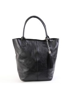 Táska OLASZ BŐR 5230 Fekete fényes női