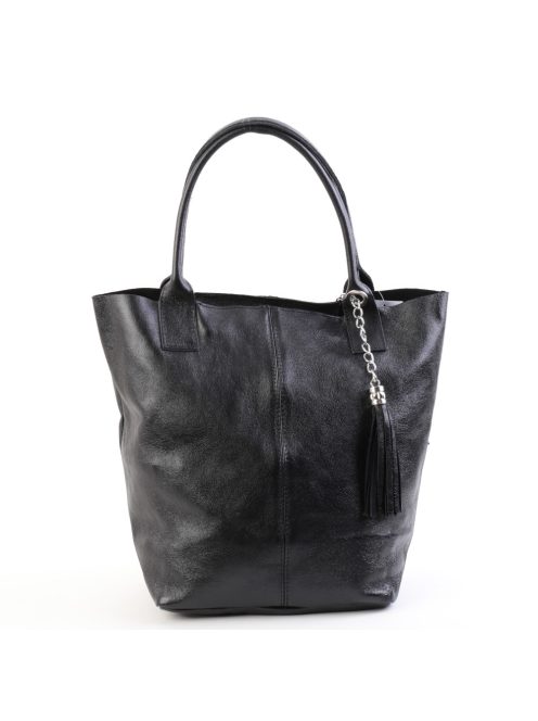 Táska OLASZ BŐR 5230 Fekete fényes női