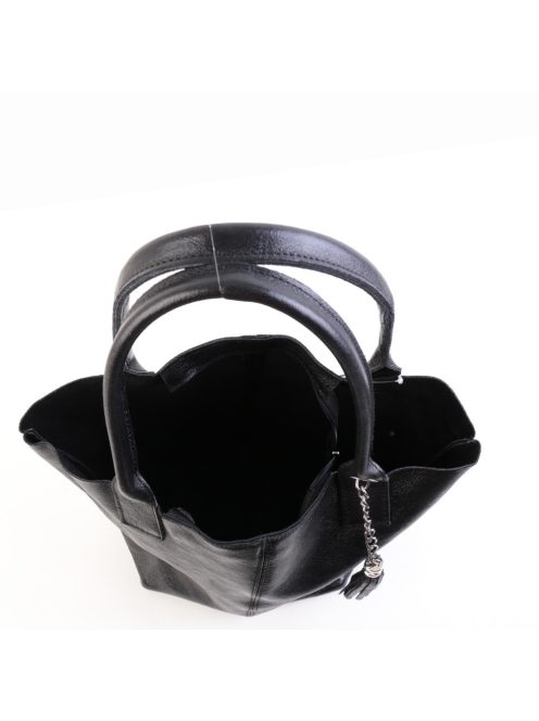 Táska OLASZ BŐR 5230 Fekete fényes női