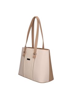 Karen Cezaria drapp-bézs virágos rostbőr női válltáska