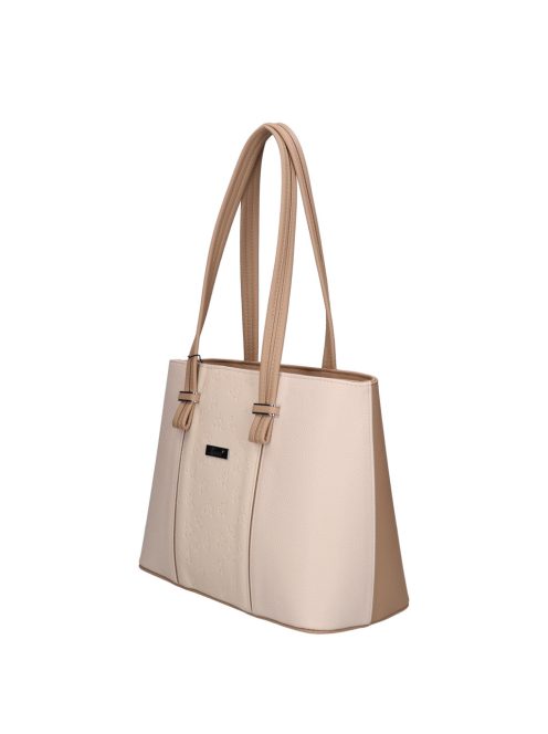 Karen Cezaria drapp-bézs virágos rostbőr női válltáska