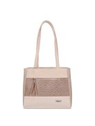 Karen Mirela bézs-drapp virágos rostbőr női válltáska