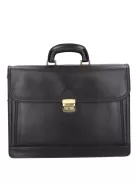 Aktatáska bőr 2 rekeszes fekete lapos zsebes 