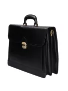 Aktatáska bőr 2 rekeszes fekete lapos zsebes 