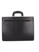 Aktatáska bőr 2 rekeszes fekete lapos zsebes 