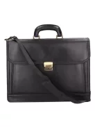 Aktatáska bőr 2 rekeszes fekete lapos zsebes 