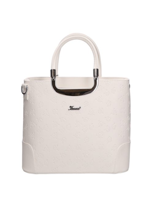 Karen Delia fehér virágos rostbőr női kézitáska