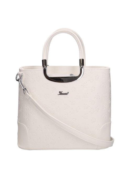 Karen Delia fehér virágos rostbőr női kézitáska