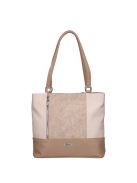 Karen Olga drapp-bézs virágos rostbőr női válltáska