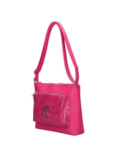 Karen Ola rózsaszín virágos rostbőr női oldaltáska