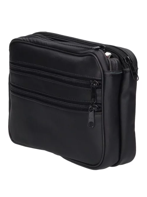 Autóstáska dupla nagy 0114-0016 férfi fekete bőr 