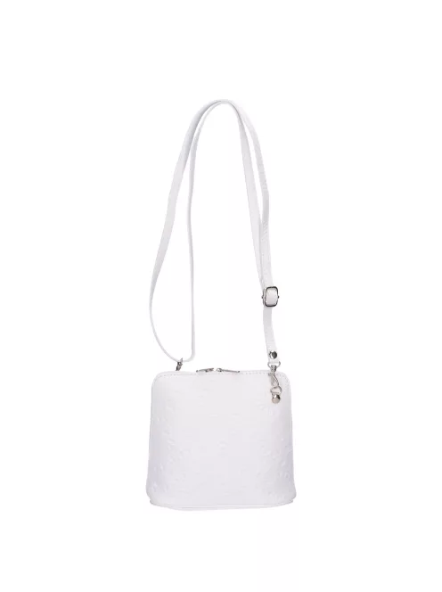 Olasz bőr 5128 fehér virágos női kicsi oldaltáska