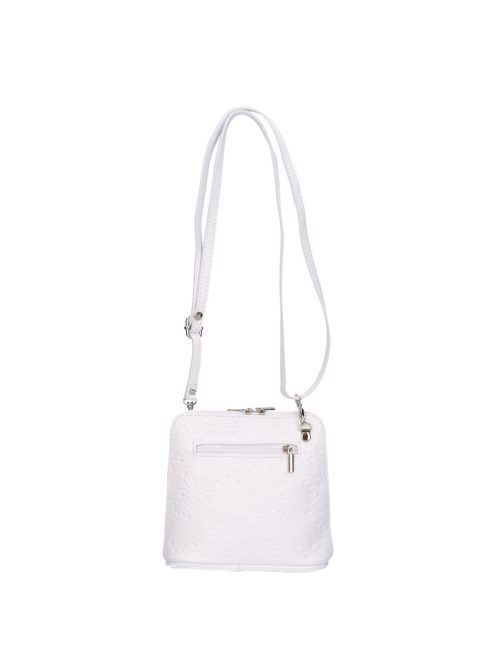 Olasz bőr 5128 fehér virágos női kicsi oldaltáska