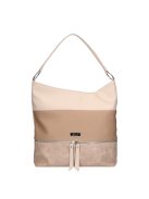 Karen Dara drapp-bézs virágos rostbőr női válltáska