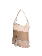 Karen Dara drapp-bézs virágos rostbőr női válltáska