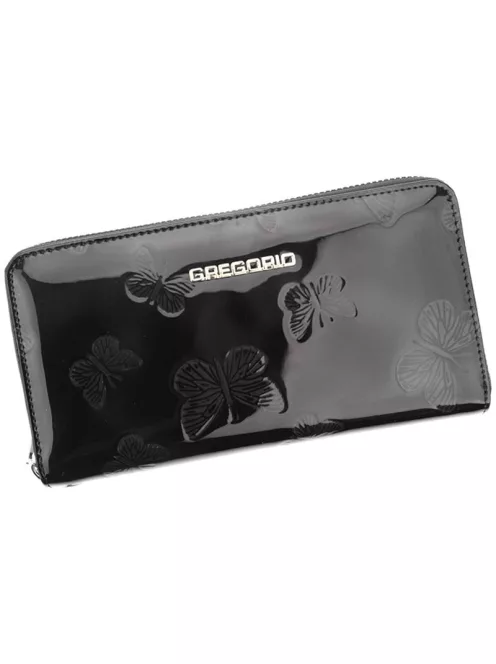 Gregorio BT-118 fekete elöl kártyatartós lepkés lakk bőr női pénztárca