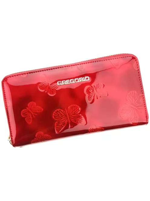Gregorio BT-119 piros lepkés lakk bőr női pénztárca