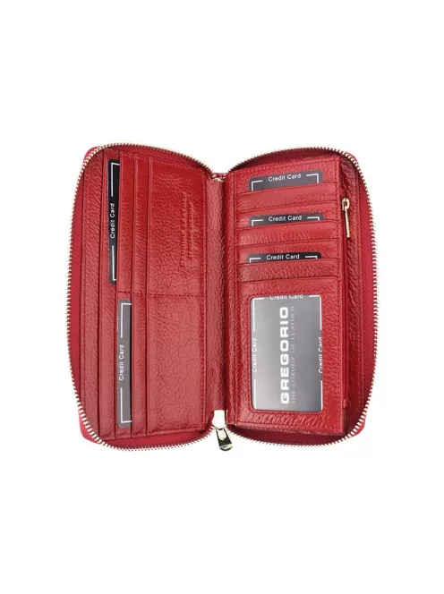 Gregorio BT-119 piros lepkés lakk bőr női pénztárca