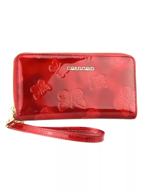 Gregorio BT-119 piros lepkés lakk bőr női pénztárca
