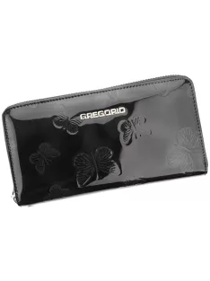 Gregorio BT-119 fekete lepkés lakk bőr női pénztárca