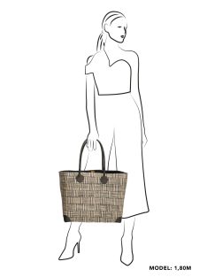 Piero Erbacci Hangara bézs-fekete női szalma válltáska