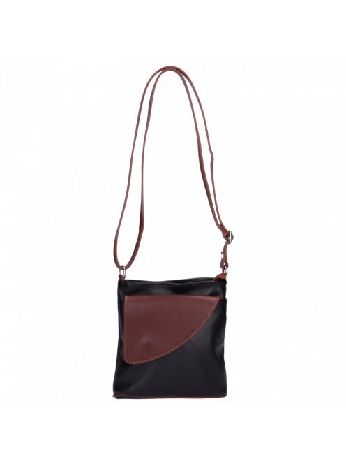 Táska OLASZ BŐR kicsi elöl íves Fekete-Barna
