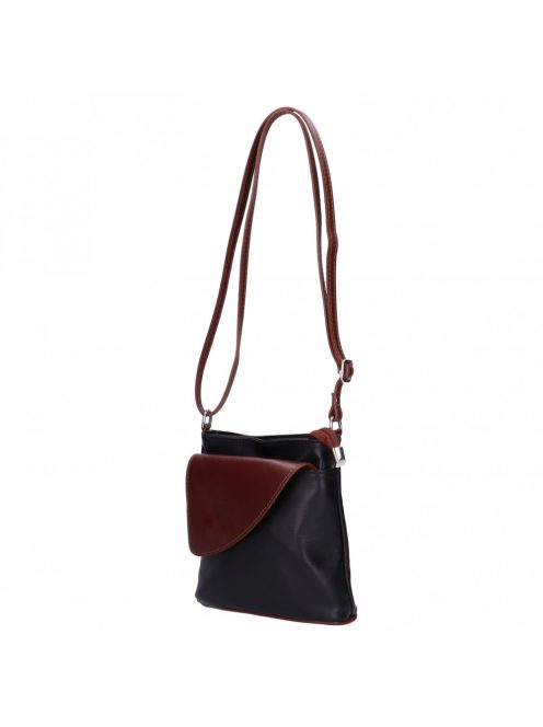 Táska OLASZ BŐR kicsi elöl íves Fekete-Barna