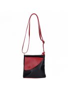 Táska OLASZ BŐR kicsi elöl íves Fekete-piros