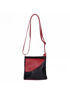 Táska OLASZ BŐR kicsi elöl íves Fekete-piros