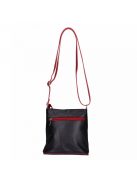 Táska OLASZ BŐR kicsi elöl íves Fekete-piros