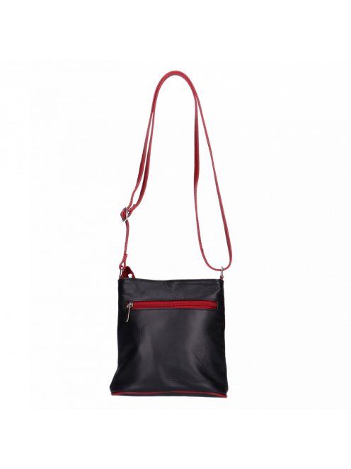 Táska OLASZ BŐR kicsi elöl íves Fekete-piros