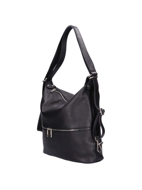 Válltáska/Hátizsák OLASZ BŐR 01053 Fekete elöl cipzár