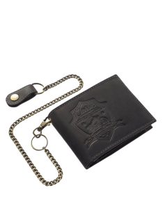 Pénztárca  GREEN DEED MPA1021 Fekete bőr férfi páncélos motoros