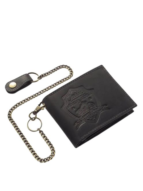 Pénztárca  GREEN DEED MPA1021 Fekete bőr férfi páncélos motoros