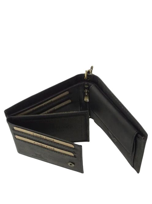 Pénztárca  GREEN DEED MPA1021 Fekete bőr férfi páncélos motoros